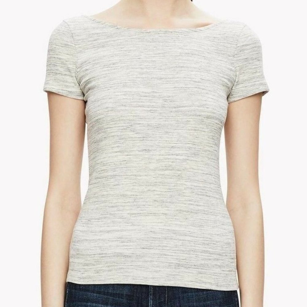 Theory Grey Yorissa Short Sleeve Scoop Back Tee